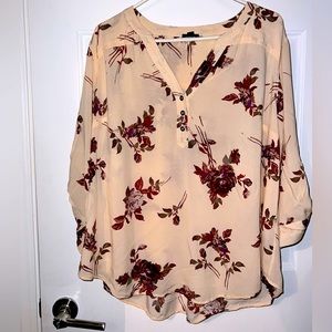 Torrid Size 2 Challis Floral Tan Harper Pullover Blouse